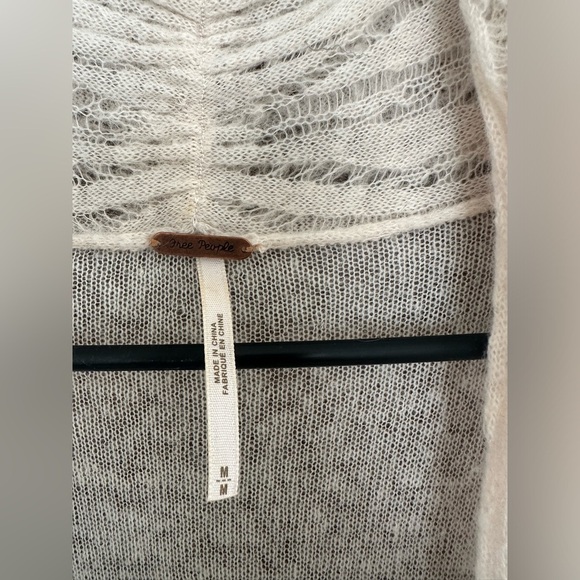 Free People M Sweater cardigan open knit top ivory long sleeve wool alpaca blend - Picture 4 of 10